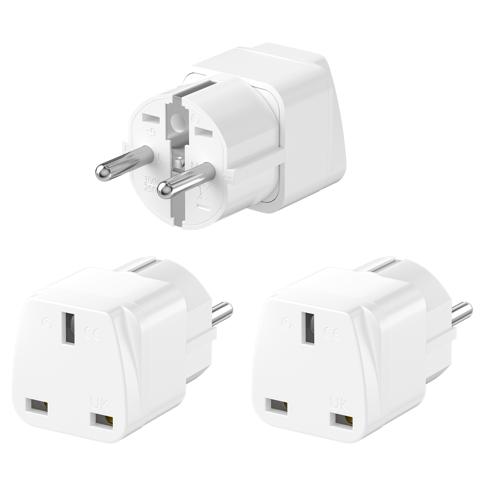 3PCS UK to EU Plug Adapter Eur - Travel Accessories Europe 评论和价格