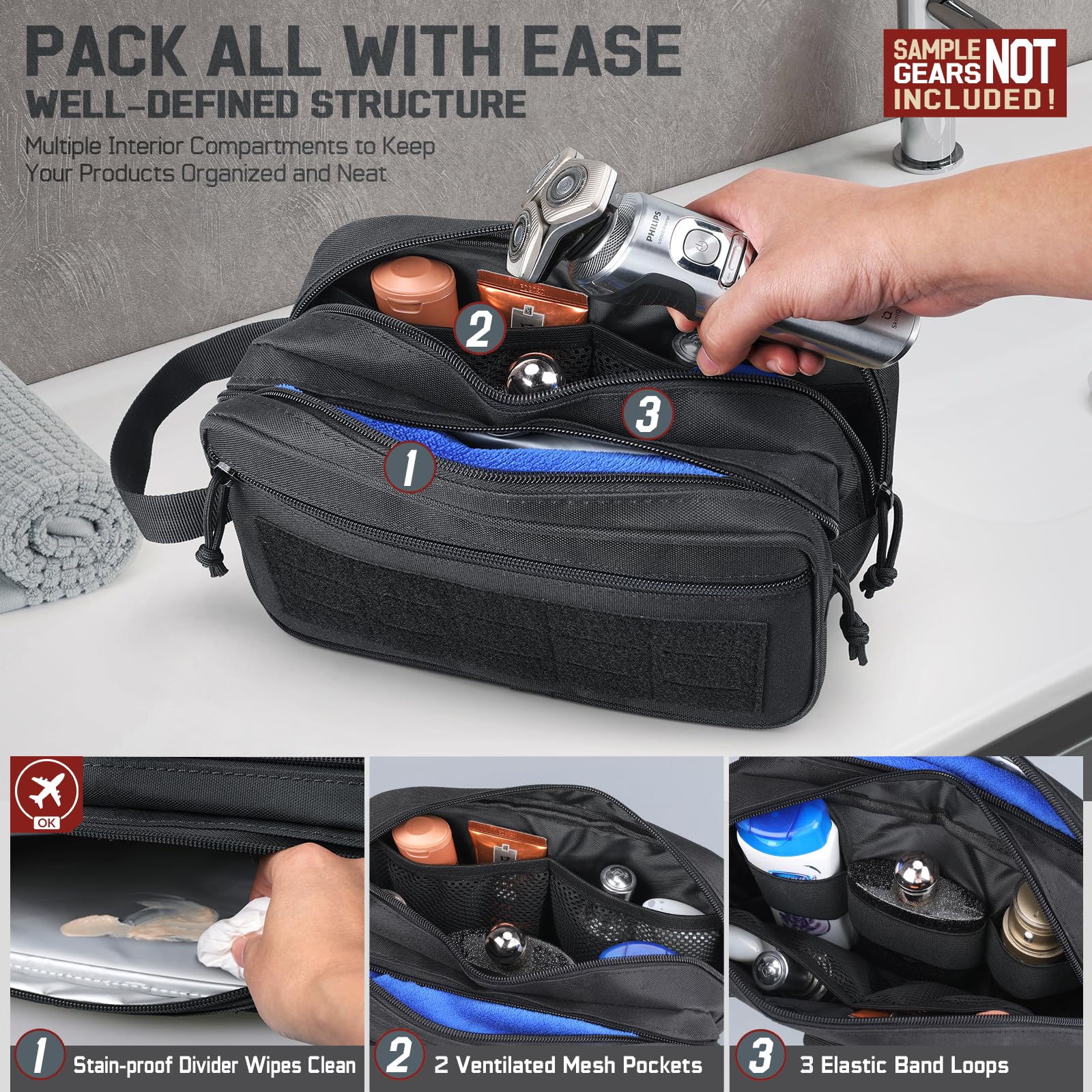 Tactical Toiletry Bag for Men, - Travel Accessories Pouch For Men 评论和价格