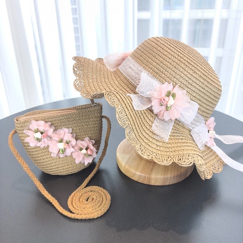 Girls 2pcs Straw Hat Solid Col - Travel Accessories For 10 Year Old Girl 评论和价格